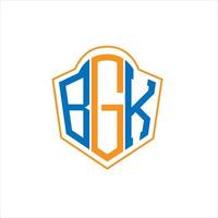 création de logo de bouclier de monogramme abstrait bgk sur fond blanc. logo de lettre initiales créatives bgk. vecteur