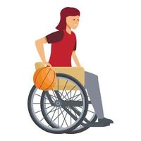 vecteur de dessin animé d'icône de jeu de fauteuil roulant de fille. sport physique
