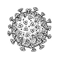 coronavirus isolé sur fond blanc. illustration vectorielle scientifique détaillée réaliste dessinée à la main dans le style de croquis vecteur