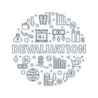 contour de dévaluation bannière ronde - illustration vectorielle de dépréciation monétaire vecteur