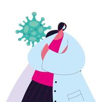 femme médecin avec masque et blouse pour prévenir le coronavirus vecteur