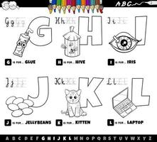 Livre de coloriage jeu de dessin animé éducatif alphabet vecteur