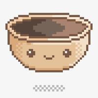 joli bol vectoriel de soupe dans un style pixel art parfait pour les autocollants et les décorations alimentaires