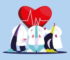 cardiologues en uniforme médical avec masques et blouses vecteur