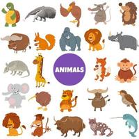 grand ensemble de personnages d'animaux sauvages de dessin animé vecteur