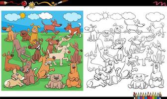 Page de livre de coloriage de personnages chiots et chiens vecteur