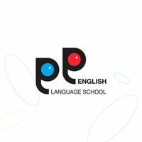 logo emblématique du service de langue « anglais ». concept d'agence de conseil en interprétation, traduction et rédaction. illustration vectorielle vecteur