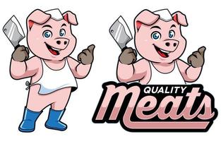 mascotte de magasin de viande vecteur