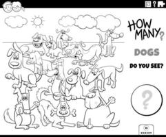 comptage des chiens jeu éducatif page de livre de coloriage vecteur