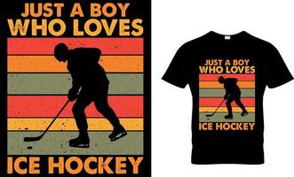 graphique vectoriel de conception de t-shirt de hockey sur glace. juste un garçon qui aime le hockey sur glace.