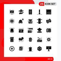 pack de 25 signes et symboles de glyphes solides modernes pour les supports d'impression Web tels que le décor mobile de cadre intérieur dessiner des éléments de conception vectoriels modifiables vecteur