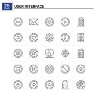 25 jeu d'icônes d'interface utilisateur. fond de vecteur