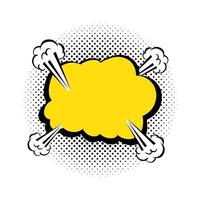 icône de style pop art couleur jaune explosion de nuage vecteur