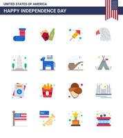 4 juillet usa joyeux jour de l'indépendance icône symboles groupe de 16 appartements modernes de vue point de repère religion usa oiseau modifiable usa jour vecteur éléments de conception