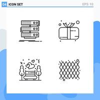 icônes modernes de style 4 lignes. symboles de contour à usage général. signe d'icône de ligne créative isolé sur fond blanc. Pack de 4 icônes. vecteur