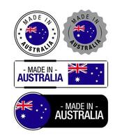 ensemble d'étiquettes fabriquées en australie, logo, drapeau australien, emblème du produit australien vecteur