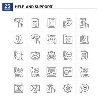 25 icône d'aide et de support définie fond vectoriel
