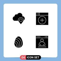 interface mobile glyphe solide ensemble de pictogrammes de marqueur d'oeuf nuage nouvelle nature éléments de conception vectoriels modifiables vecteur