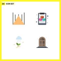 4 icônes plates universelles définies pour les applications web et mobiles islamabad nature pakistan mosquée pluie géométrique éléments de conception vectoriels modifiables vecteur