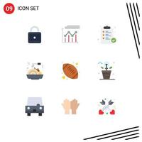 9 icônes créatives signes et symboles modernes du ballon américain de football hôpital fast food chinois éléments de conception vectoriels modifiables vecteur