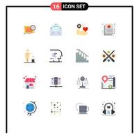 symboles d'icônes universels groupe de 16 couleurs plates modernes d'idées de pensée idée de coeur véritable pack modifiable d'éléments de conception de vecteur créatif