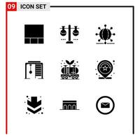 pack de glyphes solides de 9 symboles universels du jeu de l'industrie sport mondial athlétique éléments de conception vectoriels modifiables vecteur