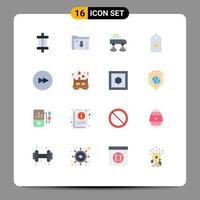 16 signes universels de couleur plate symboles de tag rank car one wifi pack modifiable d'éléments de conception de vecteur créatif