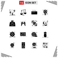 pack de 16 signes et symboles de glyphes solides modernes pour les supports d'impression Web tels que la boîte aux lettres boîte de réception curling budget profit éléments de conception vectoriels modifiables vecteur