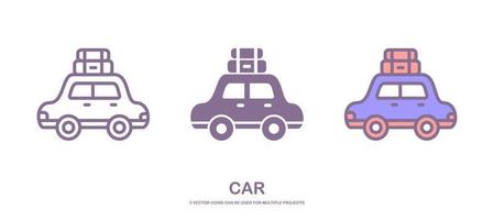 trois styles différents d'icônes vectorielles de voiture pouvant être utilisées pour plusieurs projets, isolées sur fond blanc. vecteur