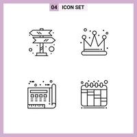 4 icônes créatives signes et symboles modernes de directions dessin navigation roi imprimer des éléments de conception vectoriels modifiables vecteur