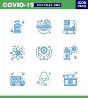 9 illustrations vectorielles pandémiques du virus corona bleu nettoyage protéger icu science médicale coronavirus viral 2019nov éléments de conception de vecteur de maladie