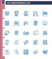 ensemble de 25 icônes de la journée des états-unis symboles américains signes de la fête de l'indépendance pour le drapeau usa day repère américain modifiable usa day vector design elements