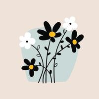 bouquet de fleurs mignonnes graphiques dans un style doodle, illustration vectorielle.print vecteur