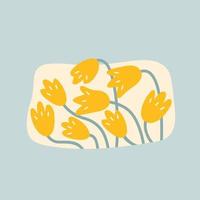 bouquet abstrait de fleurs de tulipes jaunes dans un style doodle, illustration vectorielle.print vecteur
