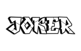 joker mot trippy psychédélique graffiti style lettres.vecteur dessiné à la main doodle dessin animé logo joker illustration. drôles de lettres trippantes cool, mode, impression de style graffiti pour t-shirt, concept d'affiche vecteur