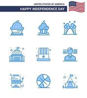 pack de 9 créatifs usa independance day liés blues of usa cap american american landmark modifiable usa day vector design elements