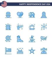 pack de 16 créatifs usa independance day liés blues of usa sac elephent rip grave modifiable usa day vector design elements