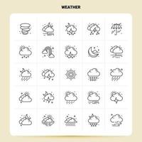 contour 25 météo icône ensemble vecteur ligne style conception noir icônes ensemble linéaire pictogramme pack web et mobile affaires idées conception illustration vectorielle