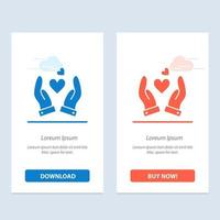 main amour coeur mariage bleu et rouge télécharger et acheter maintenant modèle de carte de widget web vecteur