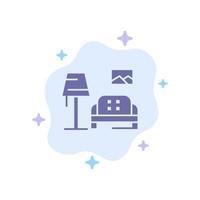 icône bleue de galerie de canapé de chambre forfaitaire sur fond de nuage abstrait vecteur