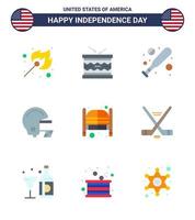 joyeux jour de l'indépendance usa pack de 9 appartements créatifs de saloon bar st casque américain modifiable usa day vector design elements