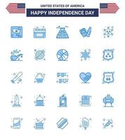 ensemble de 25 icônes de la journée des états-unis symboles américains signes de la fête de l'indépendance pour l'insigne de point de repère militaire étoile frise éléments de conception vectoriels de la journée des états-unis modifiables vecteur