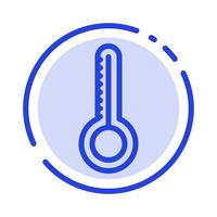 thermomètre de température météo icône de ligne en pointillé bleu vecteur