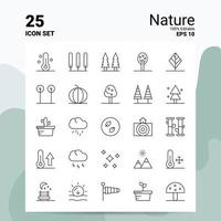 25 nature icon set 100 eps modifiables 10 fichiers business logo concept idées ligne icône design vecteur