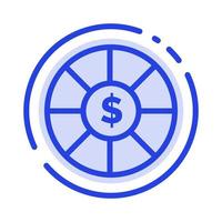 pièce de monnaie dollar bleu ligne pointillée icône de la ligne vecteur