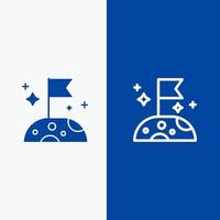 lune espace lent ligne et glyphe icône solide bannière bleue ligne et glyphe icône solide bannière bleue vecteur