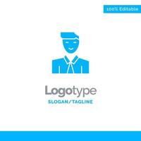 homme utilisateur étudiant enseignant avatar bleu solide logo modèle place pour slogan vecteur