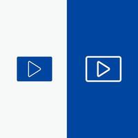 youtube paly lecteur vidéo ligne et glyphe icône solide bannière bleue ligne et glyphe icône solide bannière bleue vecteur