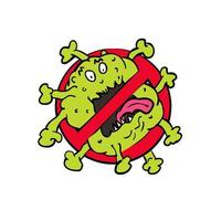 arrêter le signe de dessin animé de coronavirus vecteur