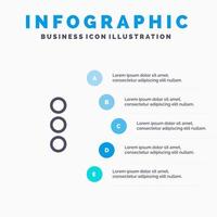 icône de ligne d'interface utilisateur de téléphone d'application avec fond d'infographie de présentation en 5 étapes vecteur